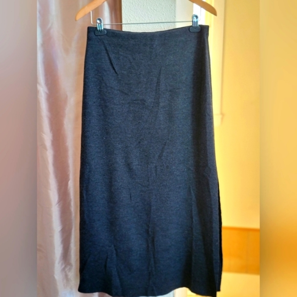 liz claiborne charcoal grey wool maxi skirt